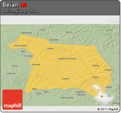 Savanna Style 3D Map of Beian