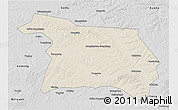 Shaded Relief 3D Map of Beian, desaturated