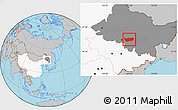 Gray Location Map of Bin Xian, highlighted country, highlighted parent region