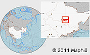 Gray Location Map of Bin Xian, highlighted country, hill shading