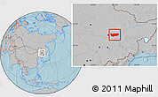 Gray Location Map of Bin Xian, hill shading