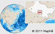 Shaded Relief Location Map of Bin Xian, highlighted parent region