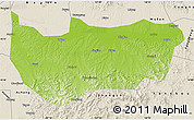 Physical Map of Bin Xian, shaded relief outside