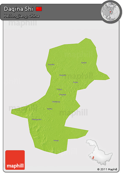 Physical 3D Map of Daqina Shi, cropped outside