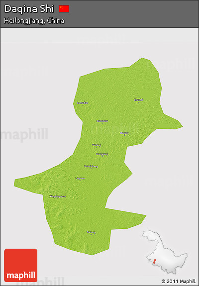 Physical 3D Map of Daqina Shi, cropped outside