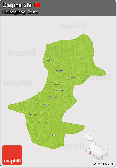 Physical 3D Map of Daqina Shi, cropped outside