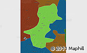 Political 3D Map of Daqina Shi, darken