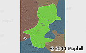 Political 3D Map of Daqina Shi, darken, semi-desaturated