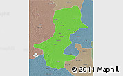 Political 3D Map of Daqina Shi, semi-desaturated