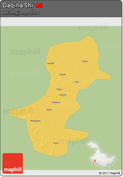 Savanna Style 3D Map of Daqina Shi, single color outside
