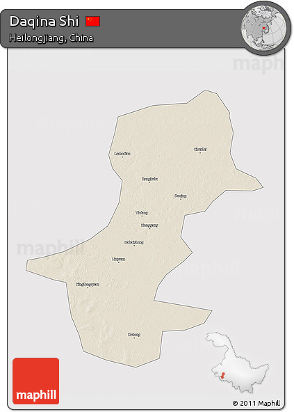Shaded Relief 3D Map of Daqina Shi, cropped outside