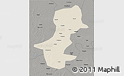 Shaded Relief 3D Map of Daqina Shi, darken, semi-desaturated