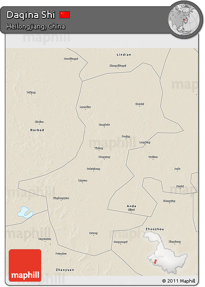 Shaded Relief 3D Map of Daqina Shi