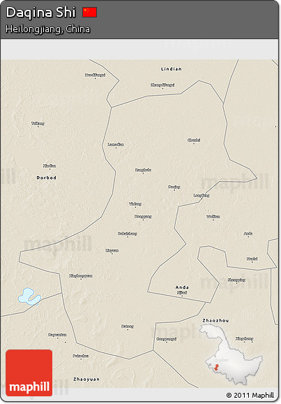 Shaded Relief 3D Map of Daqina Shi