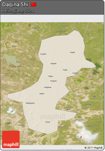 Shaded Relief 3D Map of Daqina Shi, satellite outside