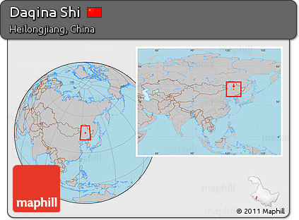 Gray Location Map of Daqina Shi, within the entire country