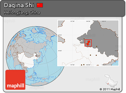 Gray Location Map of Daqina Shi, highlighted country, highlighted parent region