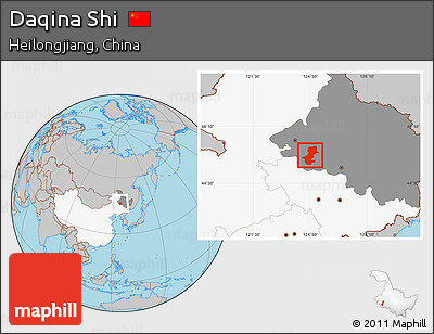 Gray Location Map of Daqina Shi, highlighted country, highlighted parent region