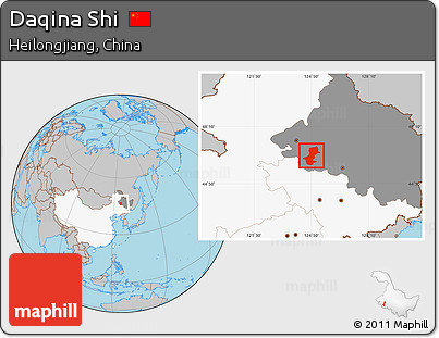Gray Location Map of Daqina Shi, highlighted country, highlighted parent region