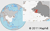 Gray Location Map of Daqina Shi, highlighted country, highlighted parent region
