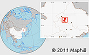 Gray Location Map of Daqina Shi, highlighted country
