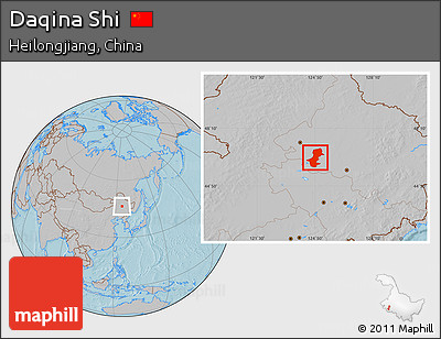 Gray Location Map of Daqina Shi, hill shading