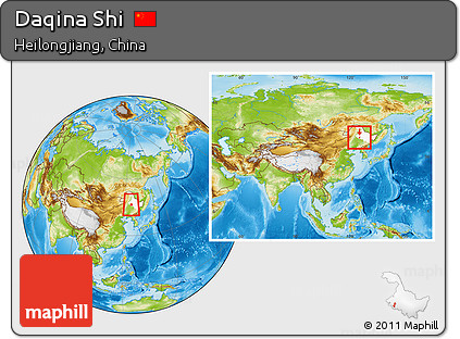 Physical Location Map of Daqina Shi, highlighted parent region, within the entire country