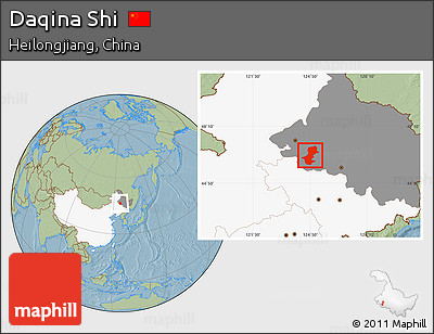 Savanna Style Location Map of Daqina Shi, highlighted country, highlighted parent region, hill shading
