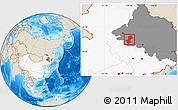 Shaded Relief Location Map of Daqina Shi, highlighted country, highlighted parent region