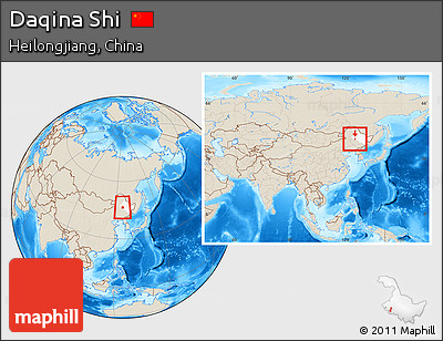 Shaded Relief Location Map of Daqina Shi, highlighted parent region, within the entire country