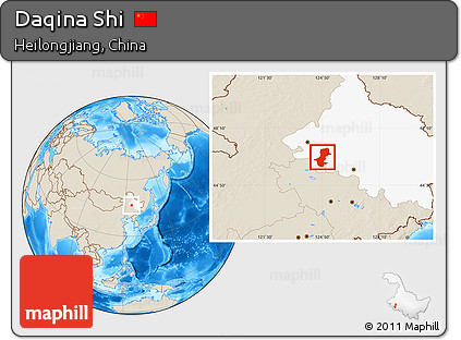 Shaded Relief Location Map of Daqina Shi, highlighted parent region
