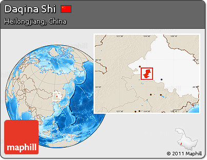 Shaded Relief Location Map of Daqina Shi, highlighted parent region