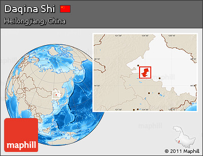 Shaded Relief Location Map of Daqina Shi, highlighted parent region