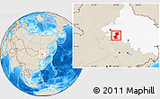 Shaded Relief Location Map of Daqina Shi, highlighted parent region