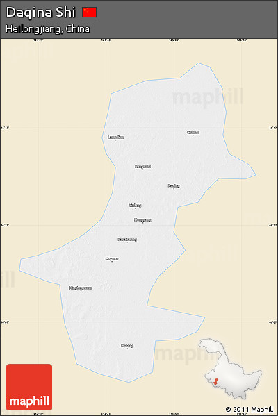Classic Style Map of Daqina Shi, single color outside