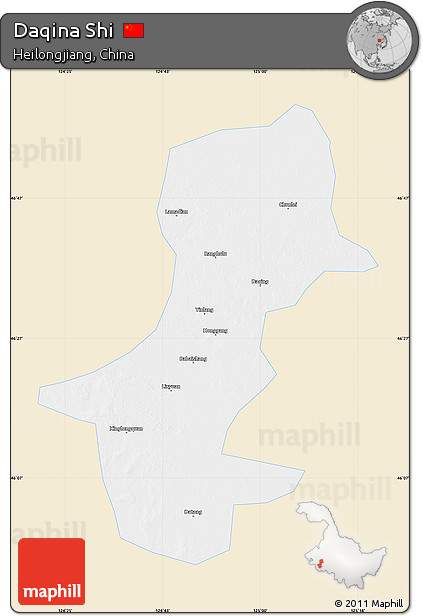 Classic Style Map of Daqina Shi, single color outside