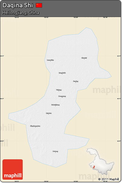 Classic Style Map of Daqina Shi, single color outside