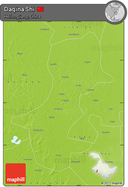 Physical Map of Daqina Shi