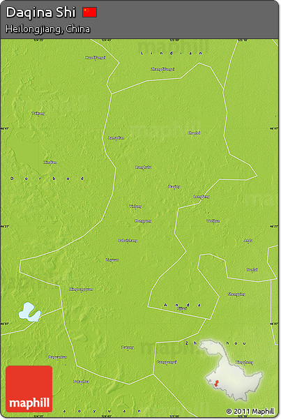 Physical Map of Daqina Shi