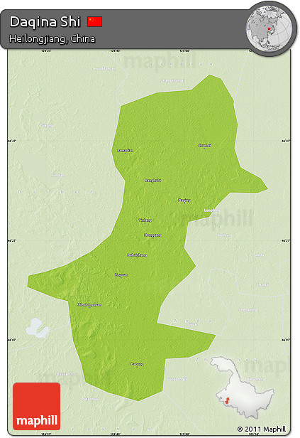 Physical Map of Daqina Shi, lighten