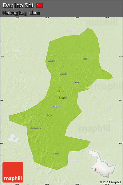 Physical Map of Daqina Shi, lighten
