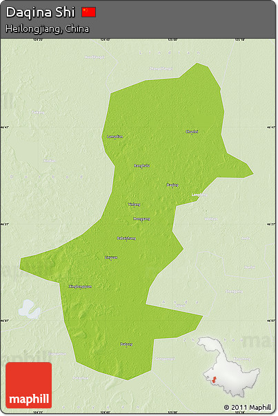 Physical Map of Daqina Shi, lighten
