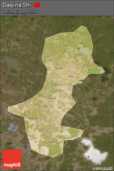 Satellite Map of Daqina Shi, darken