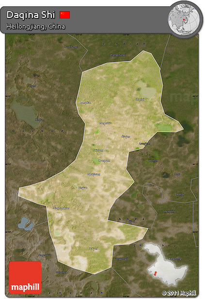 Satellite Map of Daqina Shi, darken