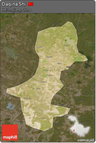 Satellite Map of Daqina Shi, darken