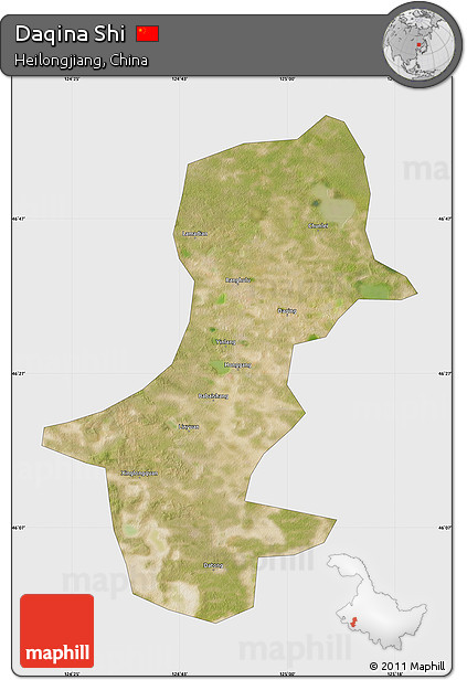 Satellite Map of Daqina Shi, single color outside