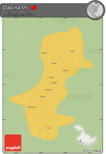 Savanna Style Map of Daqina Shi, single color outside