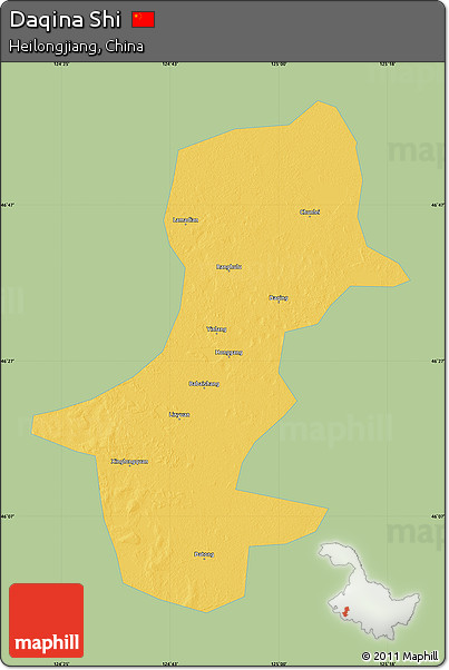 Savanna Style Map of Daqina Shi, single color outside