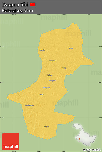 Savanna Style Map of Daqina Shi, single color outside