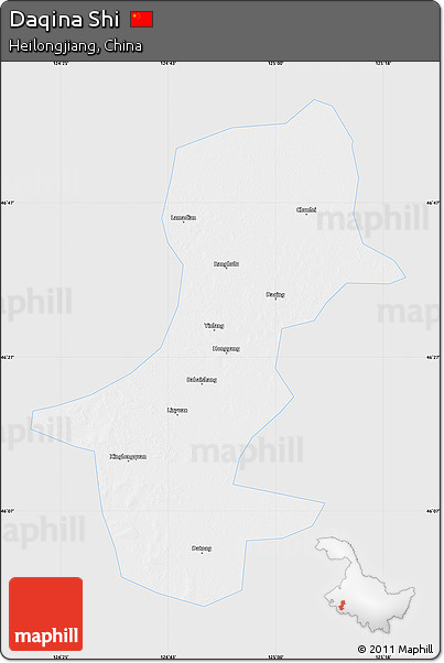 Silver Style Map of Daqina Shi, single color outside